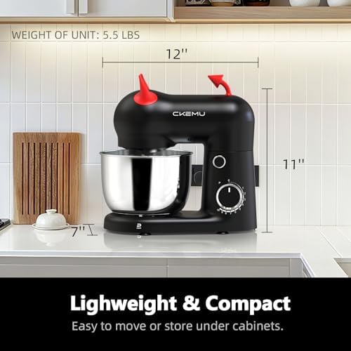 Stand Mixer, Compact & Space-Saving, Stainless Steel Bowl, Unique & Playful Design, Effcient 300W Motor, Dishwasher-Safe Attachments, SM-2549A (Black)
