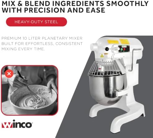 Winco 10 L White Commercial-Grade Planetary Mixer