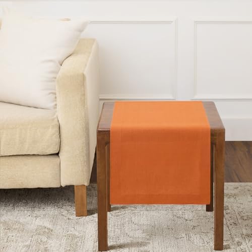 Solino Home 100% Pure Linen Dining Table Runner Orange, Fete 14 x 36 in