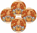 Fall Round Placemats Set of 4 Thanksgiving Pumpkin Gnome Place Mats Washable Woven Placemat Maple Leaf Orange Buffalo Plaid Circle Braided Table Mat for Kitchen Dining Holiday Party Fall Decor 15 Inch