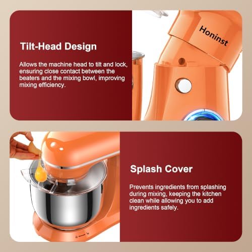 Honinst 4QT Electric Stand Mixer, 10-Speed Tilt-Head Compact Kitchen Mixer