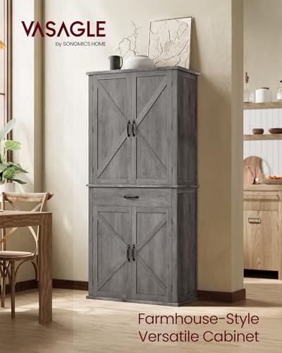 VASAGLE Pantry Cabinet, Freestanding Tall Cupboard with a Drawer