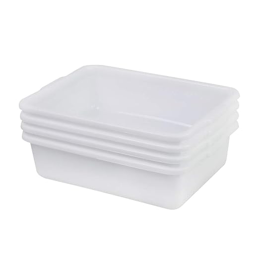 Small Bus Tubs Commercial Set of 4, Plastic Wash Basin, 8 Liter