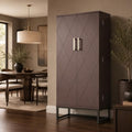 kepptory 51" Pantry Cabinet with Diamond-Patterned Doors and Golden Handles