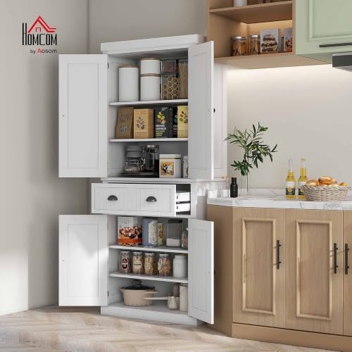 HOMCOM 72" Kitchen Pantry Cabinet Freestanding Tall Storage Cabinet White
