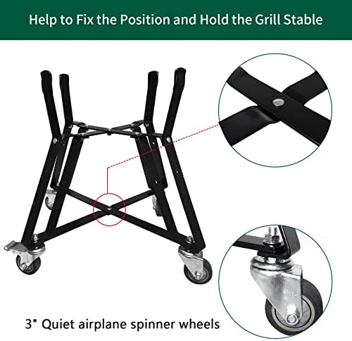 Medium BGE Nest,Grill Stand for BGE Accessories, Rolling Nest with Heavy Duty Locking Caster Wheels Powder Coated Steel for BGE Smoker Kamado Joe Grill Stand Accessories