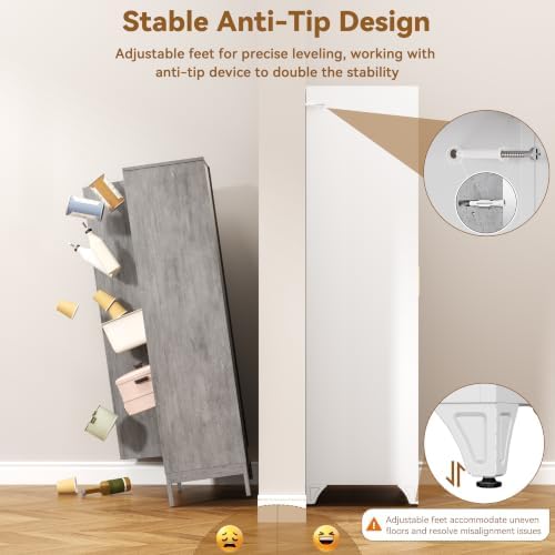 Polup 75" Pantry Cabinet, Tall Metal Storage Cabinet with Doors and Shelves