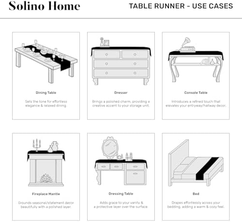 Solino Home Cotton Linen Table Runner White Hemstitch, 14 x 108 in