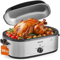 VEVOR Electric Roaster Oven, 20 Qt 1450W, Turkey Roasting Pan, Metal Lid
