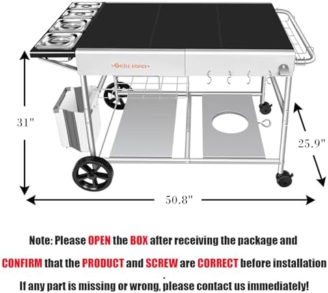 50"x 25" Pizza Oven Table,Outdoor Pizza Cart with Topping Station Grill Table Stand with Wheels for Ninja, Blackstone Griddle, Ooni, Gozney, Cuisinart.