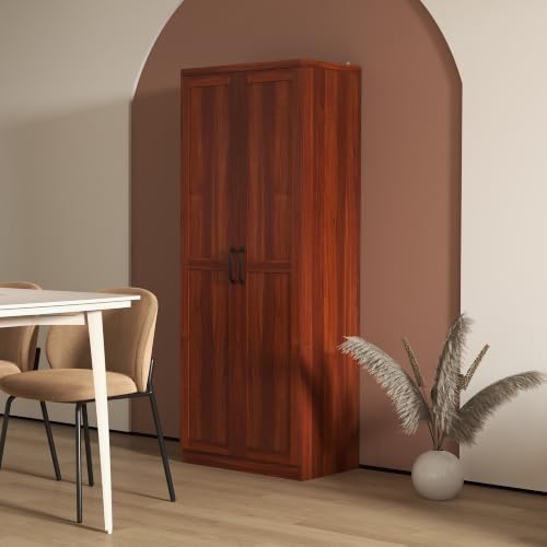 HOMCOM 63" Kitchen Pantry Cabinet with Doors and Adjustable Shelves, Teak