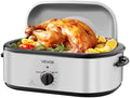 VEVOR Roaster Oven, 22QT Electric Roasting Pan, 150-450℉ Adjustable Temperature Multifunctional Electric Roaster Oven with Self-Basting Lid, Defrost & Warm Function for Holiday Meal, Fits 26lb Turkey