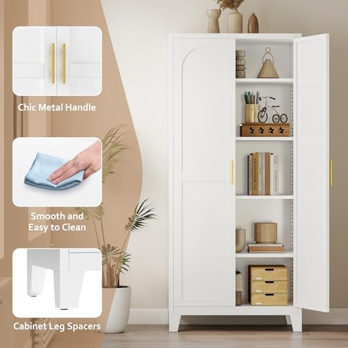 Zevemomo 71" Metal Pantry Cabinet, Tall Metal Storage Cabinet for Kitchen