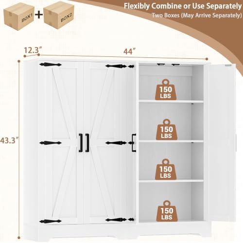 Unikito Kitchen Pantry Storage Cabinet with Adjustable Shelves, White