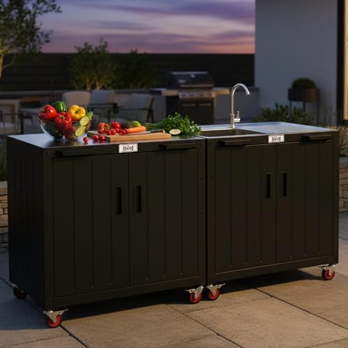 Feasto Modular Outdoor Kitchen Island with Storage and Stainless Steel Top