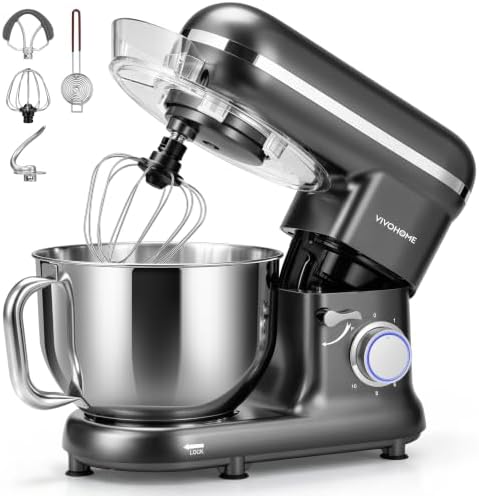 VIVOHOME Stand Mixer, 6-Quart Tilt-Head Kitchen Mixer with Bowl, Gray