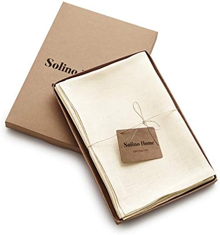 Solino Home 100% Pure Linen Dinner Napkins Ivory, Fete 20 x 20 in, Set of 6