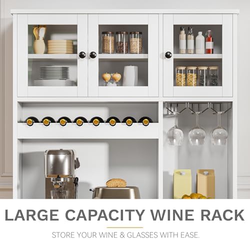 DWVO 71''H Kitchen Pantry Storage Cabinet with Power Outlet, White