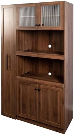 Jmyab 70.87" Kitchen Pantry Cabinet, Kitchen Pantry Cabinet with Storage Shelves, Farmhouse Storage with 4 Doors, Tall Organizers for Living Room Dining Room, Walnut