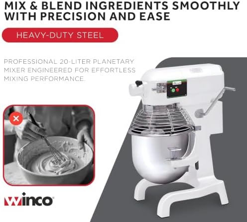 Winco 20 L Commercial-Grade Planetary Mixer with Hub