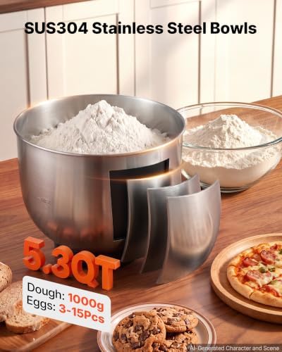 VEVOR 5.3 Qt Tilt Head Stand Mixer 400W Metal Electric Dough Mixer