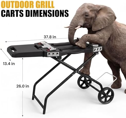 Portable Grill Cart for Weber Q1200, Q1000, Q2200, Q2000, Collapsible Griddle Stand for Blackstone 17" 22" Table Top Griddles, Outdoor Portable Folding Cart