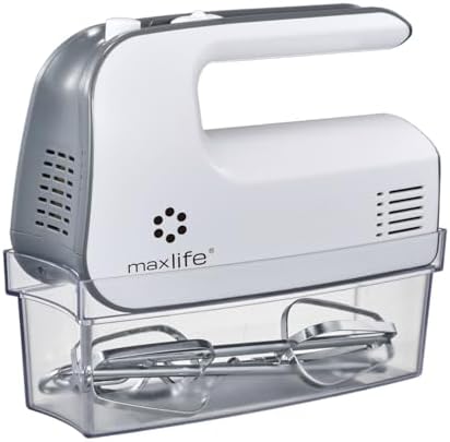 Max Life ML-6617 Electric Hand Mixer, 5 Speeds, White, Snap-On Storage Case