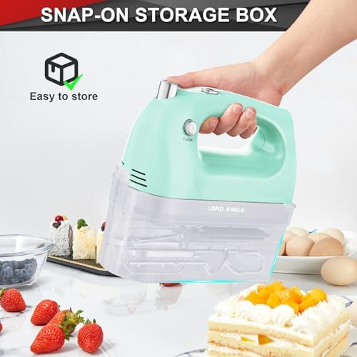 Lord Eagle Hand Mixer Electric Handheld 400W 5-Speed Lightweight, Green