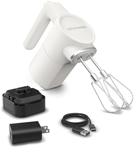 KitchenAid Go Cordless Hand Mixer, Metal - KHMR762, Porcelain White