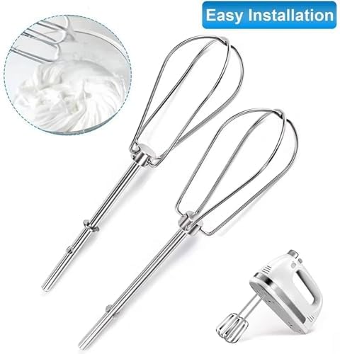 Hand Mixer Beaters, 2-Pack Stainless Steel Attachments for KitchenAid Models W10490648, KHM5APWH7, PS4082859 - Compatible with KHM3, KHM5, KHM7, KHM9 Series Mixers