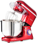 Aucma Stand Mixer, 8QT 900W 6-Speed Tilt-Head Food Mixer, Kitchen Electric Mixer with Dough Hook, Wire Whip & Beater (Red, 8QT)