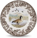 Spode Woodland Canadian Goose Dinner Plate - 10.5 Inch Fine Earthenware with British Flowers Border, Microwave, Oven, Freezer & Dishwasher Safe - Hunting-Inspired Thanksgiving Plate, Made in England