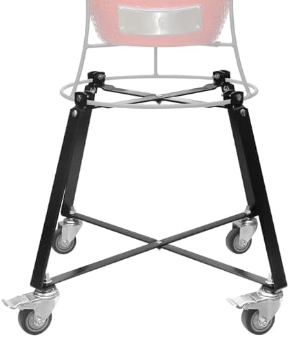 Rolling Cart with Wheels for Kamado Joe JR with Cast Iron Stand, Grill Stand for Kamado Joe Jr Accessories, Rolling Outdoor Cart for Kamado Joe Junior Grill Stand（Match Jr's Original Cast Iron Stand）