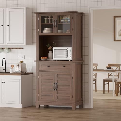 Takywep 72 in Tall Kitchen Pantry Cabinet, Kitchen Hutch Bar Cabinet