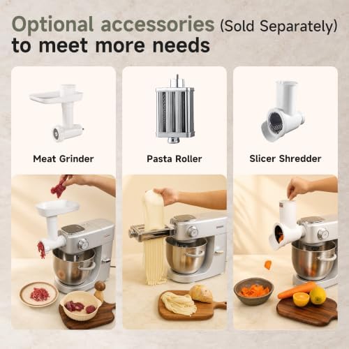 Hauswirt Stand Mixer 6QT XL Large, 4.5" LED Touch Screen Electric Household Stand Up Mixer, Full Metal Structure Standing Mixer 11-Speed, Dough Cake Bread Mixer – Silver