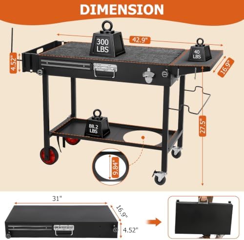 Grill Table for Blackstone Griddle, Portable Outdoor Folding Grill Cart