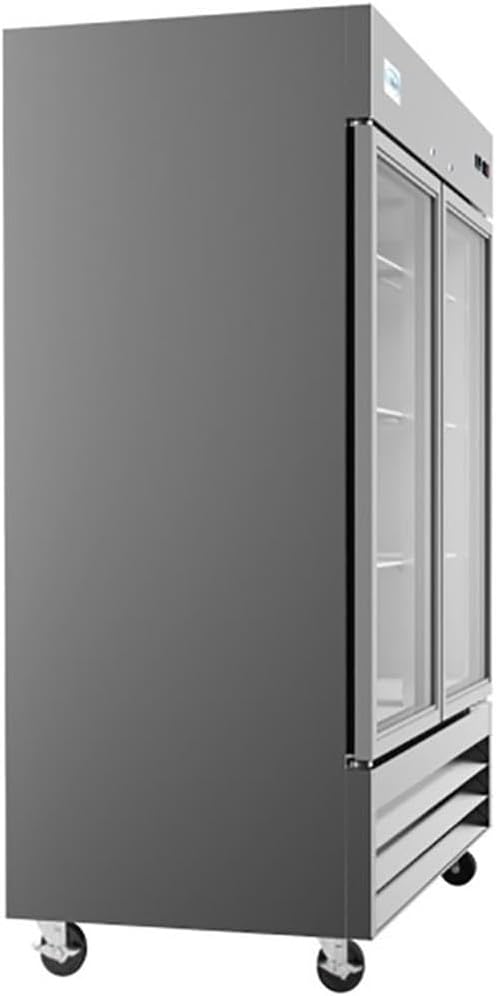Pemberly Row 2-Door LED Stainless Steel Reach-in Refrigerator Cooler in Silver
