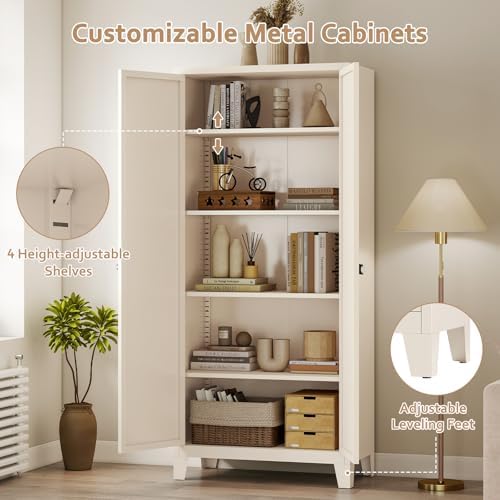 Zevemomo 71" Metal Locking Cabinet Lockable Storage Cabinet for Home Office