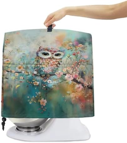 Funny Owl Print Stand Mixer Cover Compatible with 4-8 Qt Kitchen Aid Mixer Covers Anti-Stain Kitchen Appliance Dust Cover with Handle Pockets