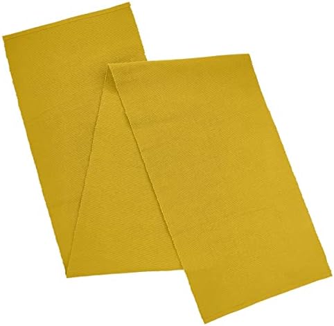 AVKA Studio 100% Cotton Ribbed Table Runner - Pack of 1-13 x 72 Inches - Golden Yellow - Dining Or Kitchen Table Runner Thick Construction for Everyday Use, Picnics, Outdoor Table, Parties, etc