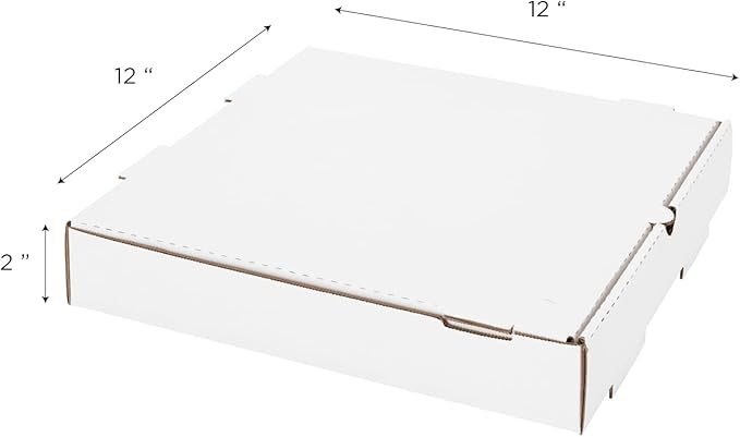 Karat Pizza Boxes 12" x 12" x 2" [50 Pack] White Corrugated Boxes | Ventilated, Grease-Resistant, Durable for Pizza, Catering or Shipping Use