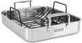 Viking 3-Ply Stainless Steel Roasting Pan with Non Stick Rack, 16 x 13 Inch Kitchen Cookware, Great for Turkey, Dishwasher and Oven Safe, Induction Ready, Silver