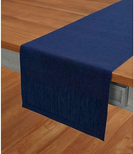 Solino Home 100% Pure Linen Table Runner Royal Blue, Athena 14 x 132 in