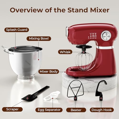 Electactic 5.3 Quart Electric Stand Mixer With 12 Speed, Low Noise