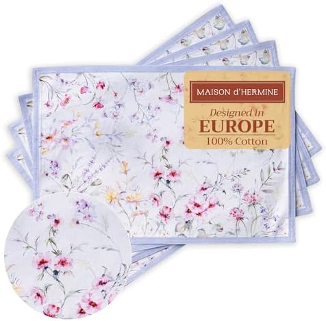 Maison d' Hermine Placemats Set of 4 Reusable 100% Cotton (13"x19")