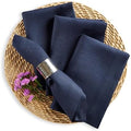 Solino Home 100% Pure Linen Dinner Napkins Navy, Fete 20 x 20 in, Set of 4