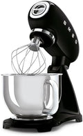 SMEG SMF03 Stand Mixer – 5 Qt Tilt-Head Mixer with Stainless Steel Bowl, 10 Speeds, Retro 50s Vintage Style – Black