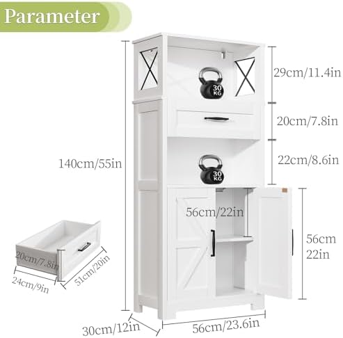 kepptory 55" Tall Farmhouse Pantry Cabinet