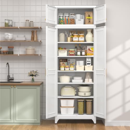 UNICOLY 90.8" Kitchen Pantry Cabinet, Metal Storage Cabinet with 5 Shelves