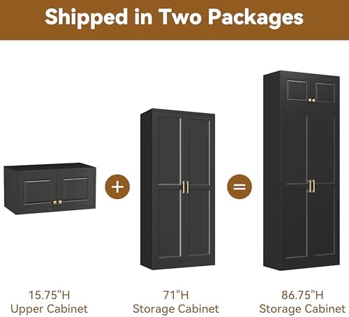 Polup 86" Tall Metal Kitchen Pantry Storage Cabinet with Doors and Shelves